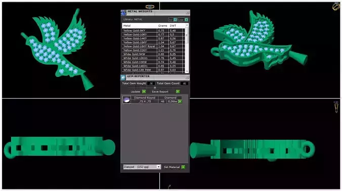 Birds pendant diamond 