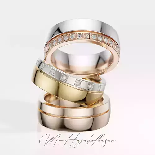 Elegant Geometric Diamond Band Set 3D print model