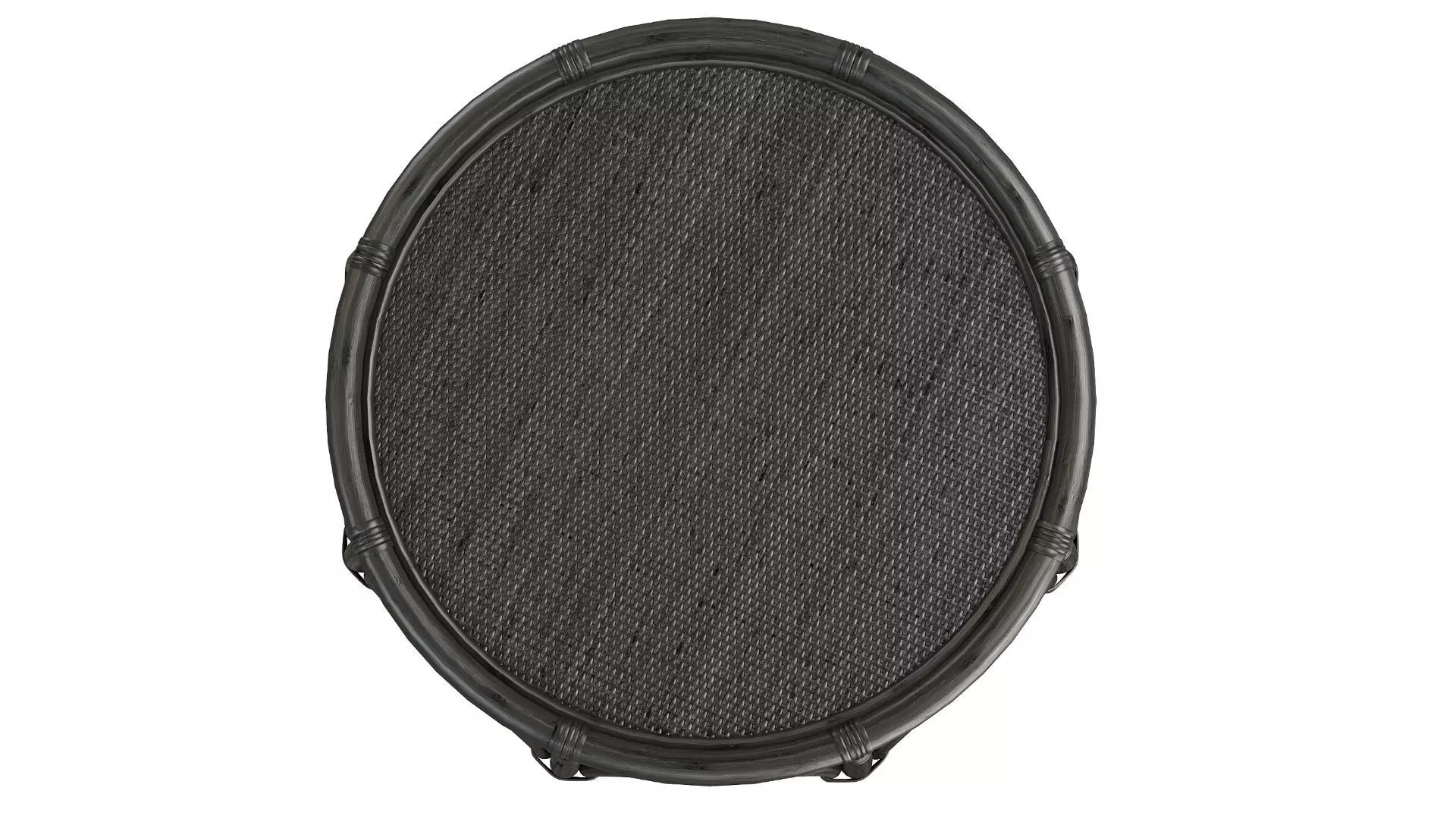 Black Round Wicker rattan bamboo table 3D model_6