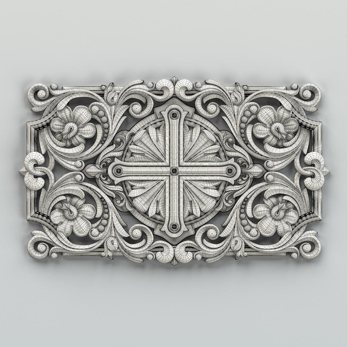 Carved decor central 012 3D model_5