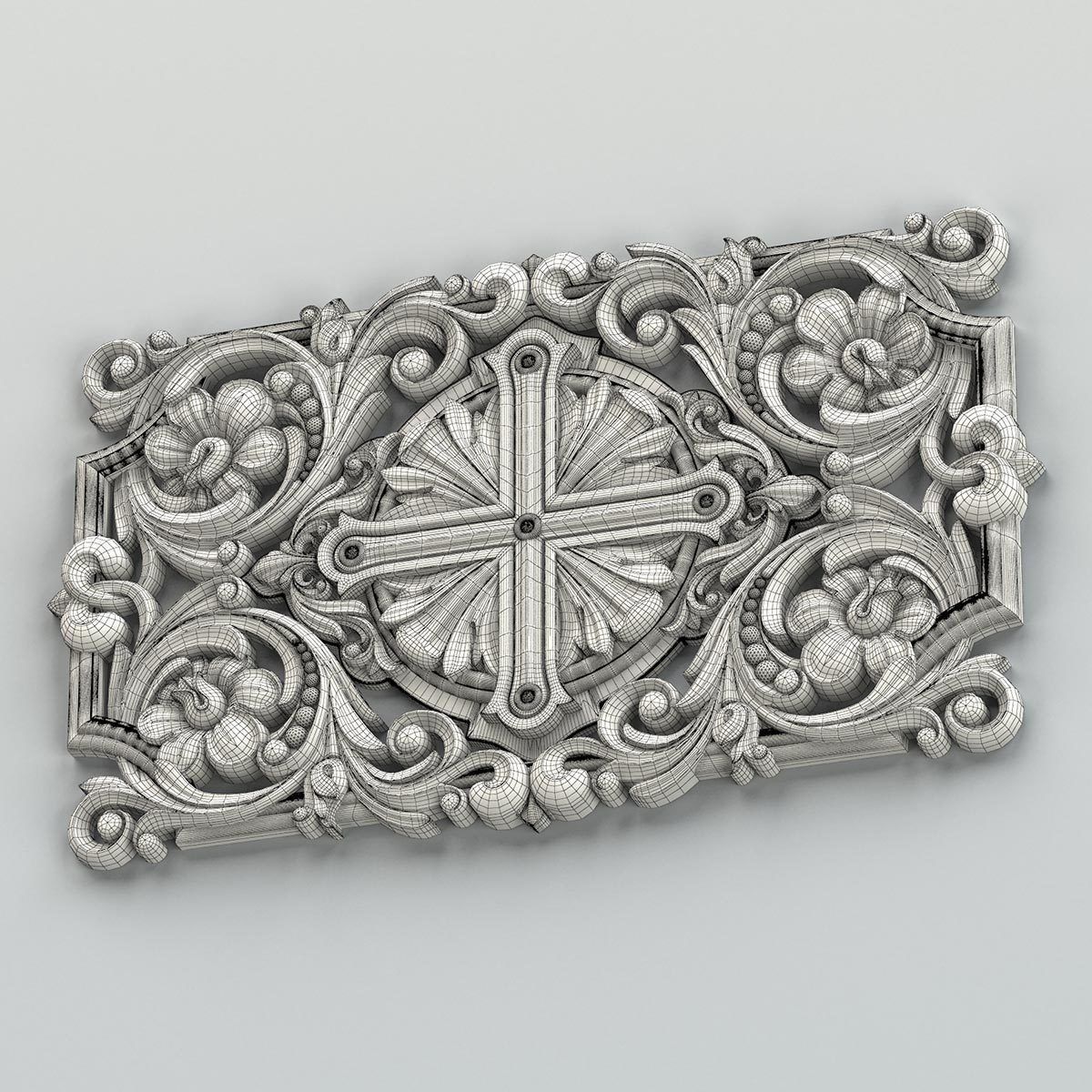 Carved decor central 012 3D model_7