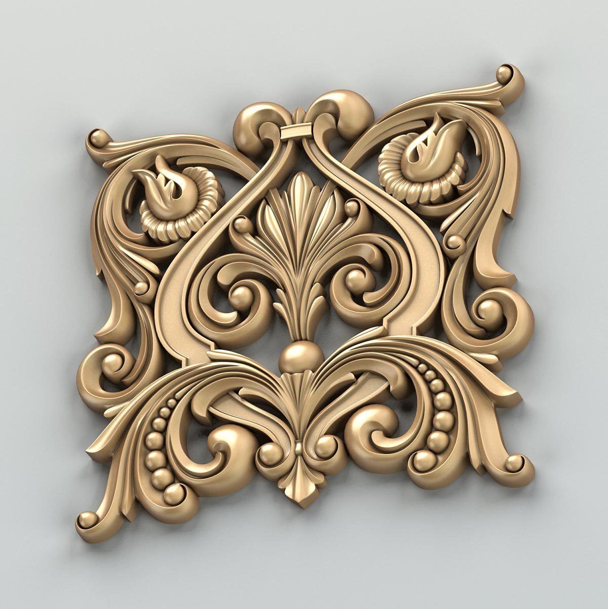 Carved decor central 013 3D model_3