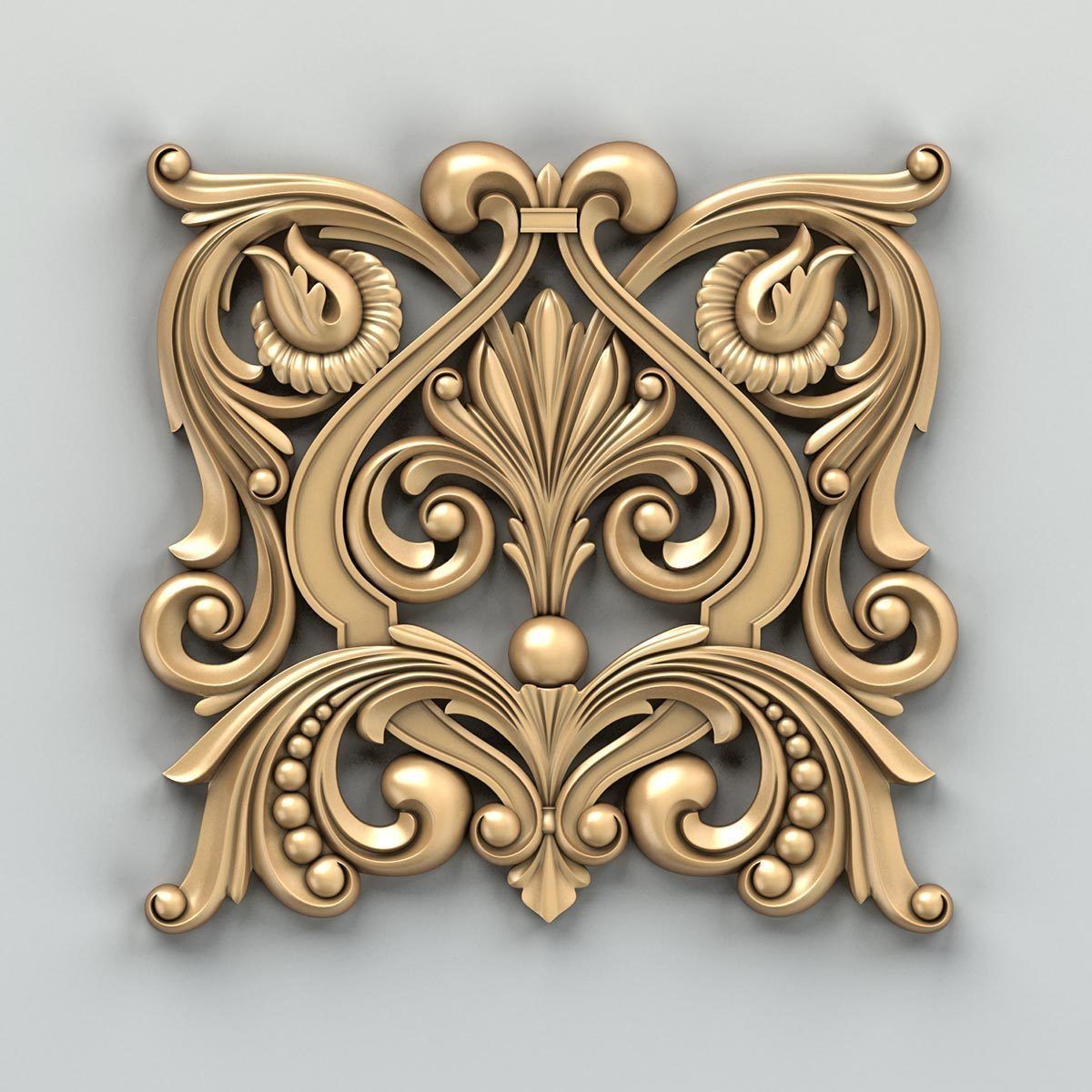 Carved decor central 013 3D model_1