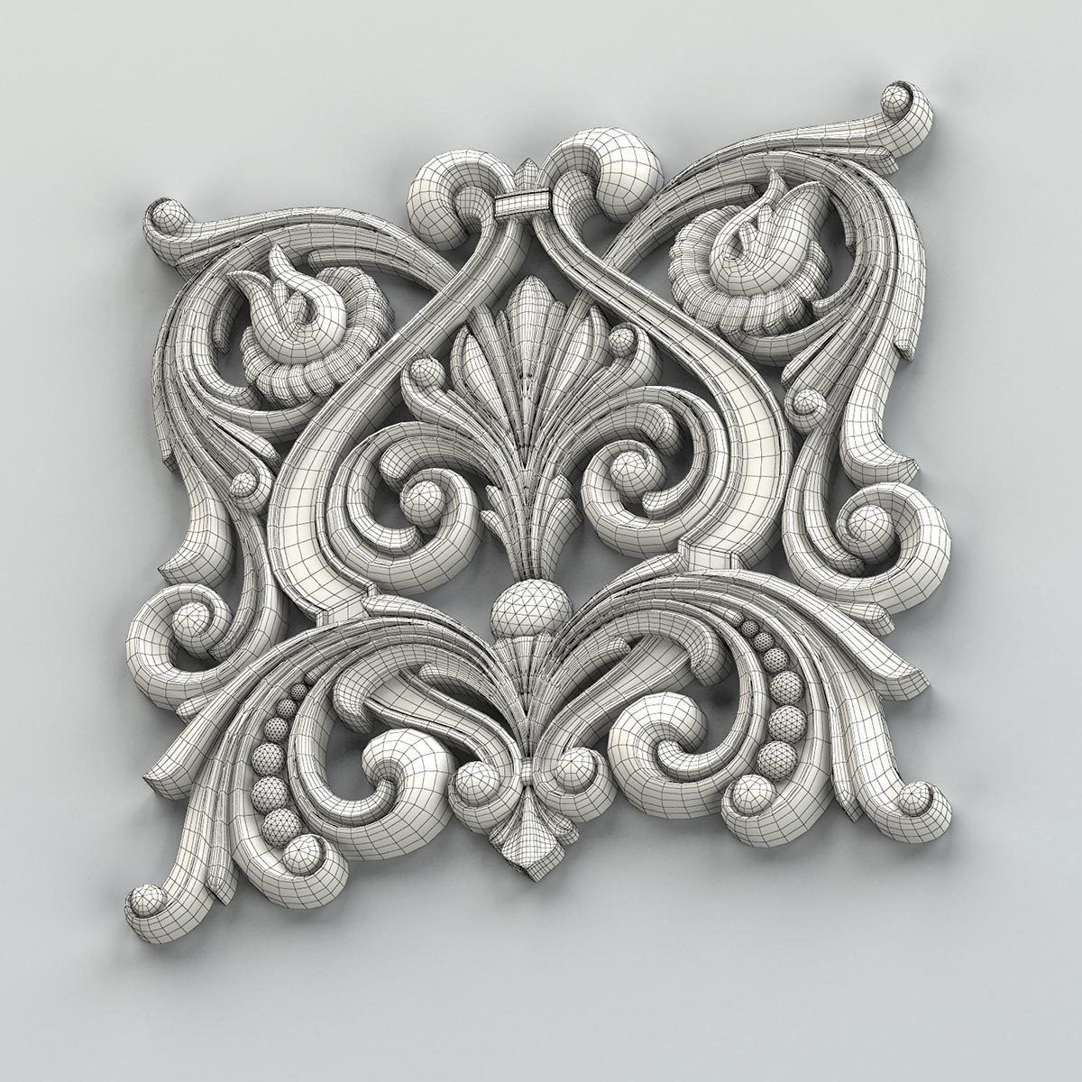 Carved decor central 013 3D model_7