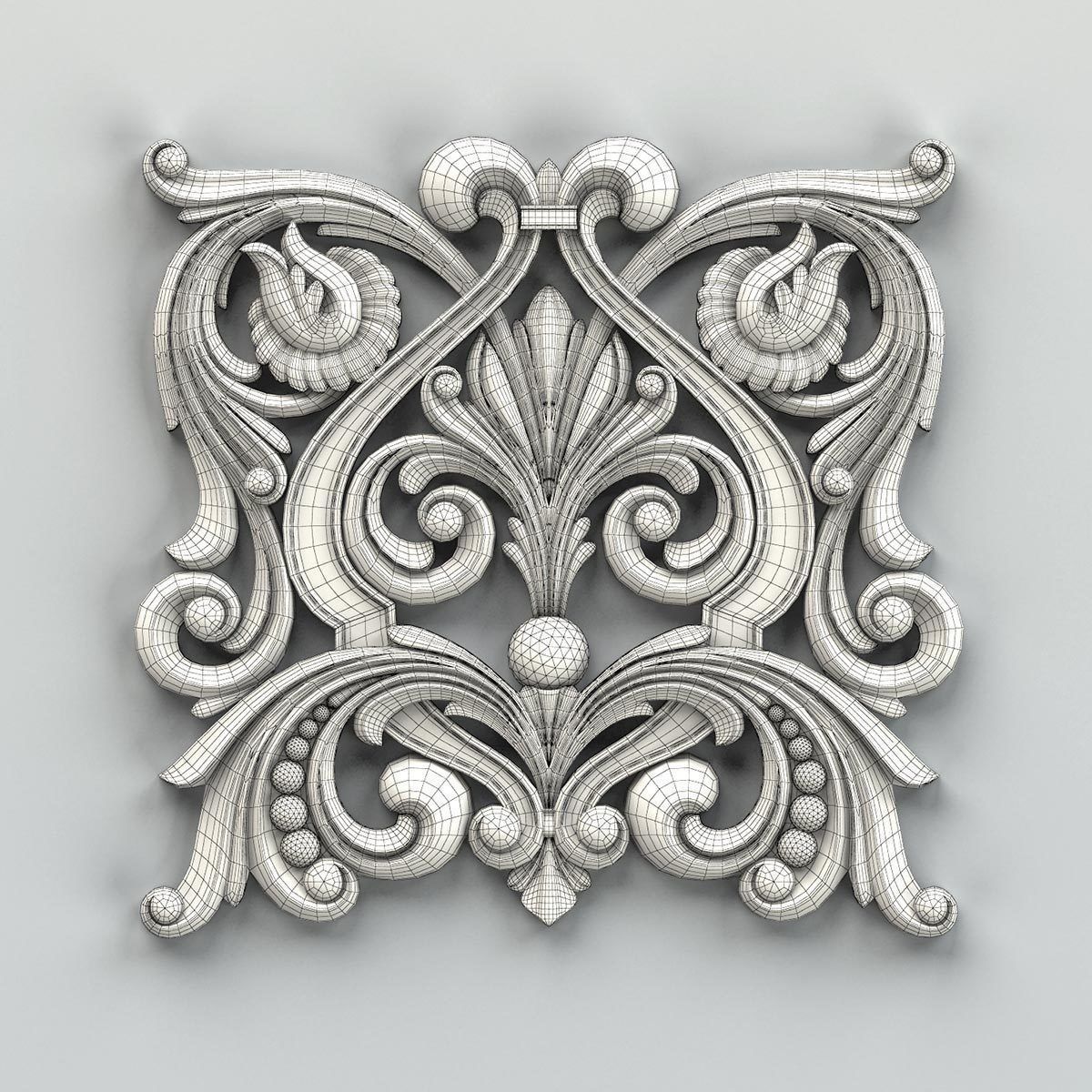 Carved decor central 013 3D model_5