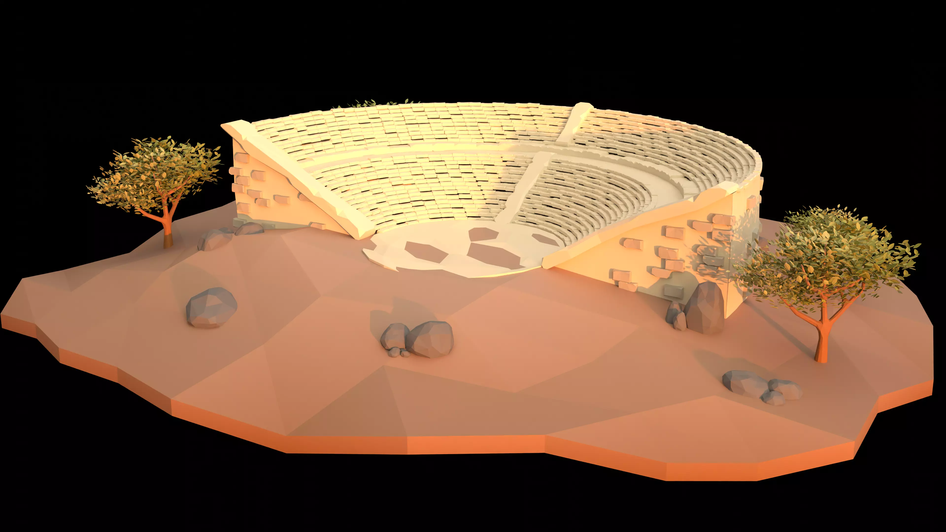 Greek amphitheatre Free low-poly 3D model