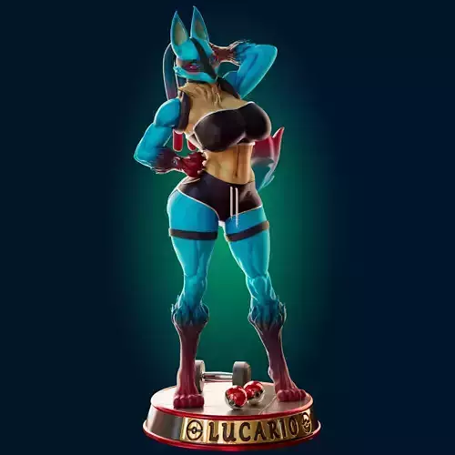 18 ADULT Lucario Thicc Muscle Mommy - Figure Model Diorama 3D print model