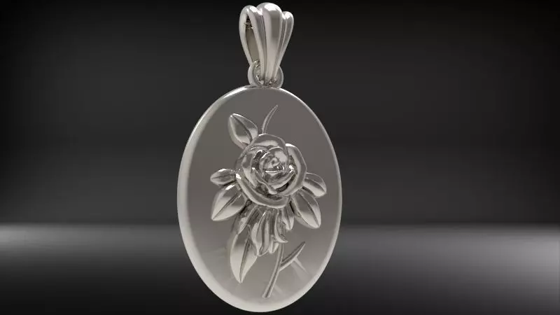 Vintage Golden Rose Flower Pendant Necklace 3D print model_2