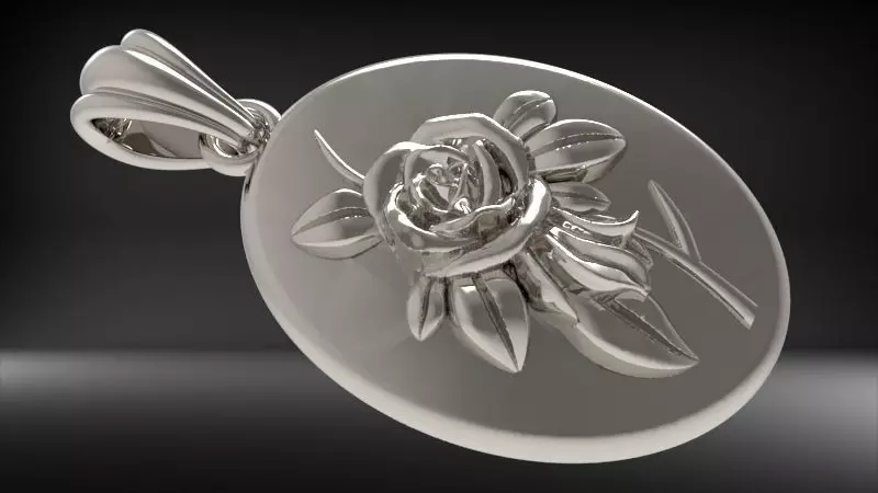 Vintage Golden Rose Flower Pendant Necklace 3D print model_11