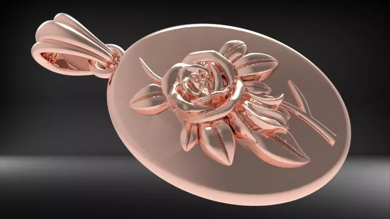 Vintage Golden Rose Flower Pendant Necklace 3D print model_9