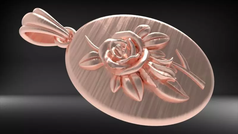 Vintage Golden Rose Flower Pendant Necklace 3D print model_3