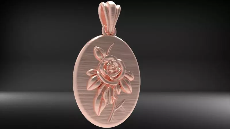 Vintage Golden Rose Flower Pendant Necklace 3D print model_12