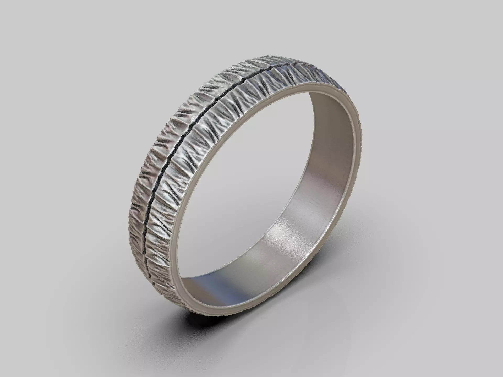 Rugged ring with torn surface folds and asymmetric contour 3D print model_5