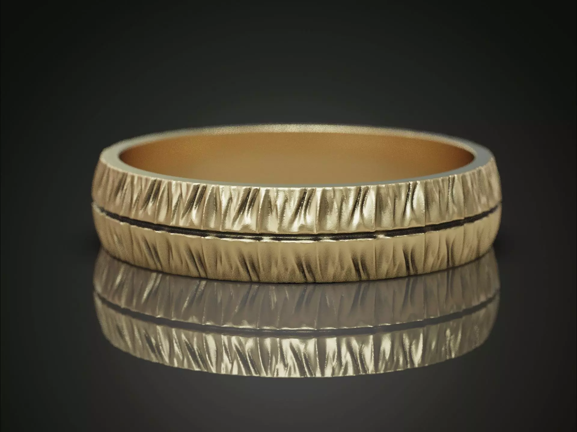 Rugged ring with torn surface folds and asymmetric contour 3D print model_2