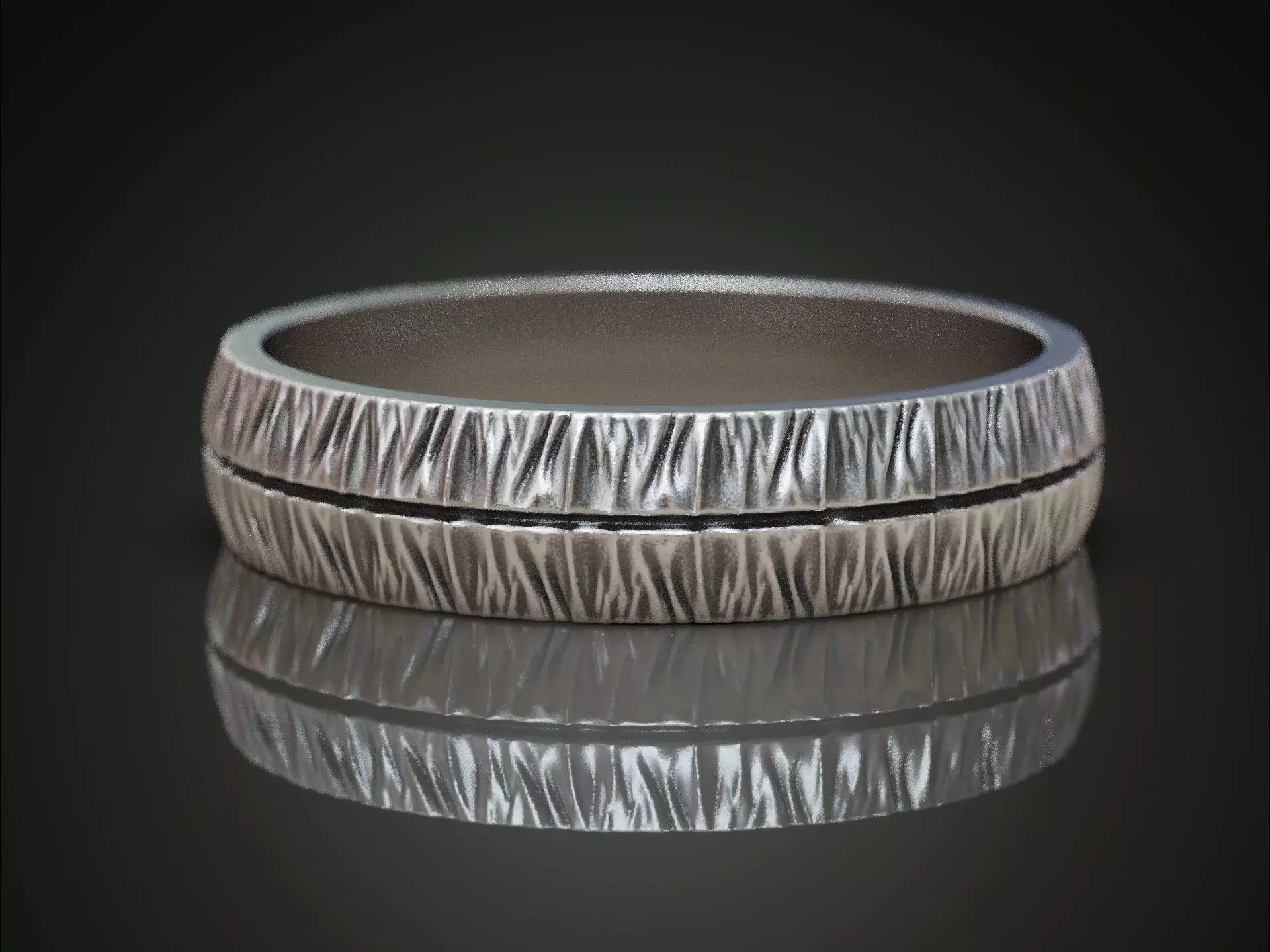 Rugged ring with torn surface folds and asymmetric contour 3D print model_3