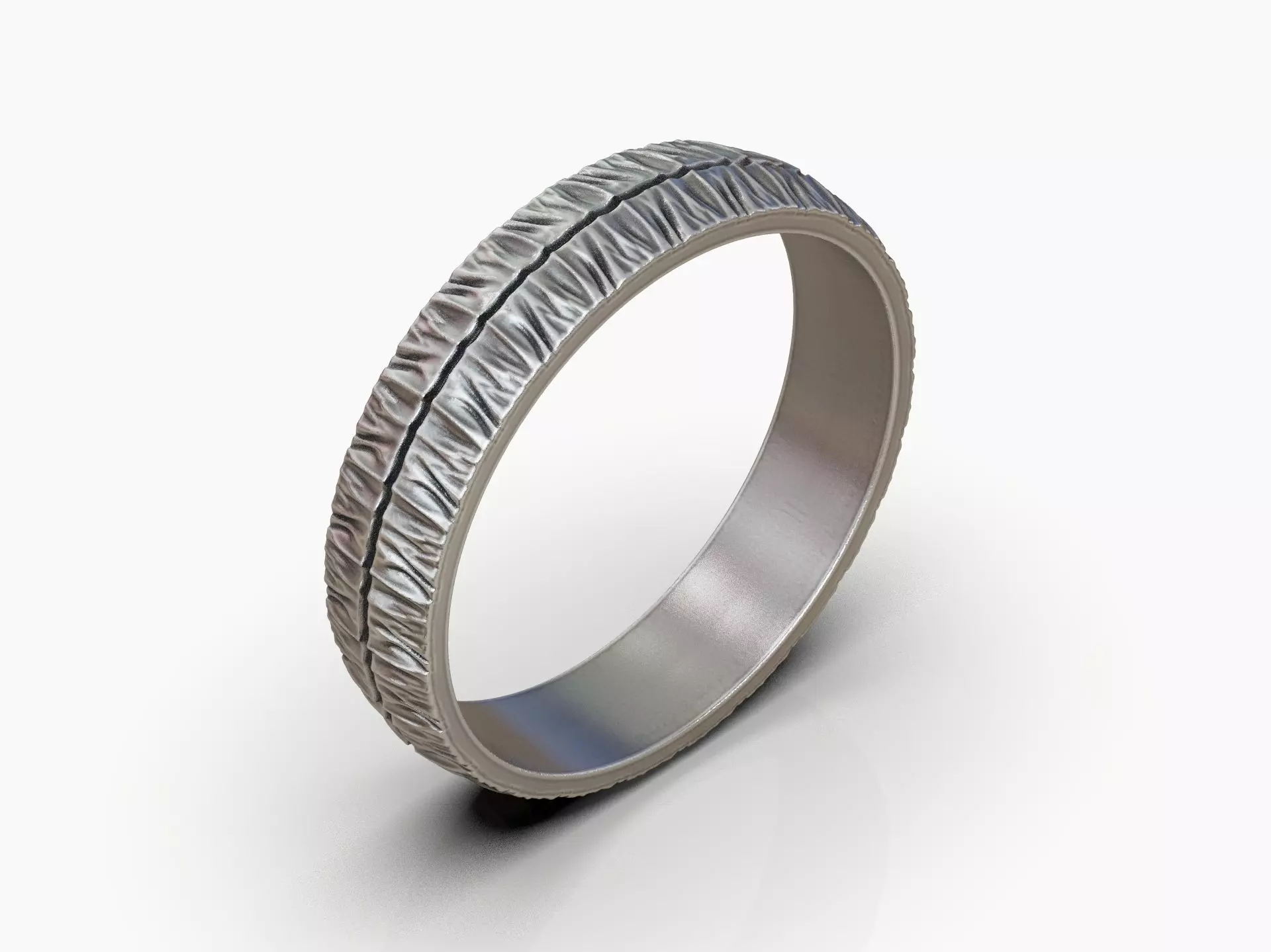 Rugged ring with torn surface folds and asymmetric contour 3D print model_9