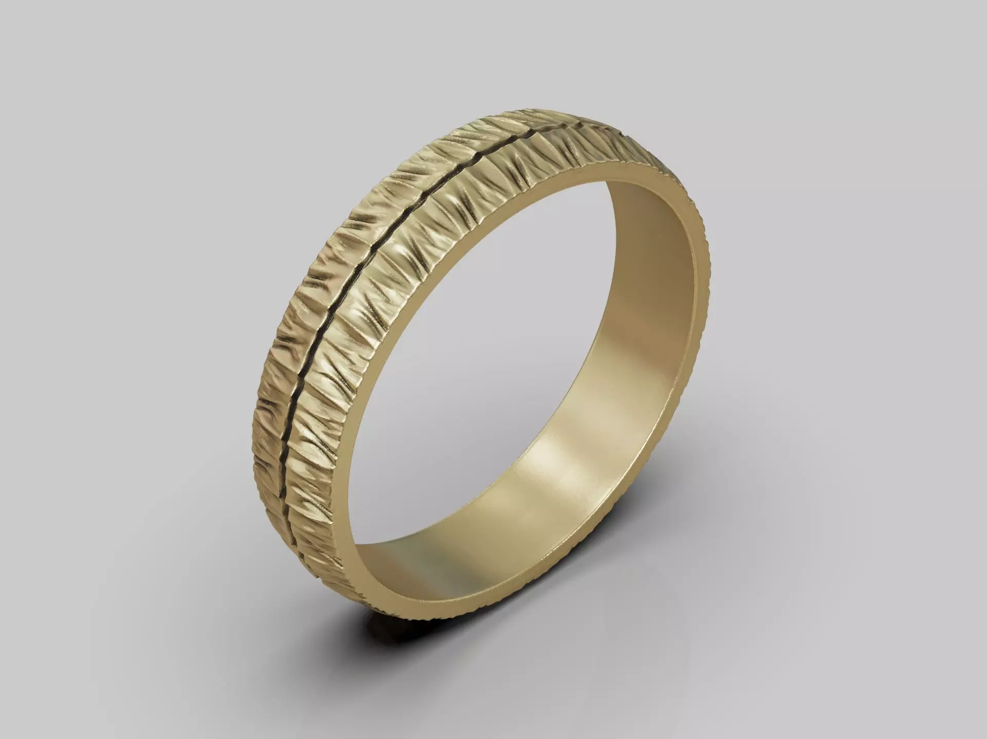 Rugged ring with torn surface folds and asymmetric contour 3D print model_4