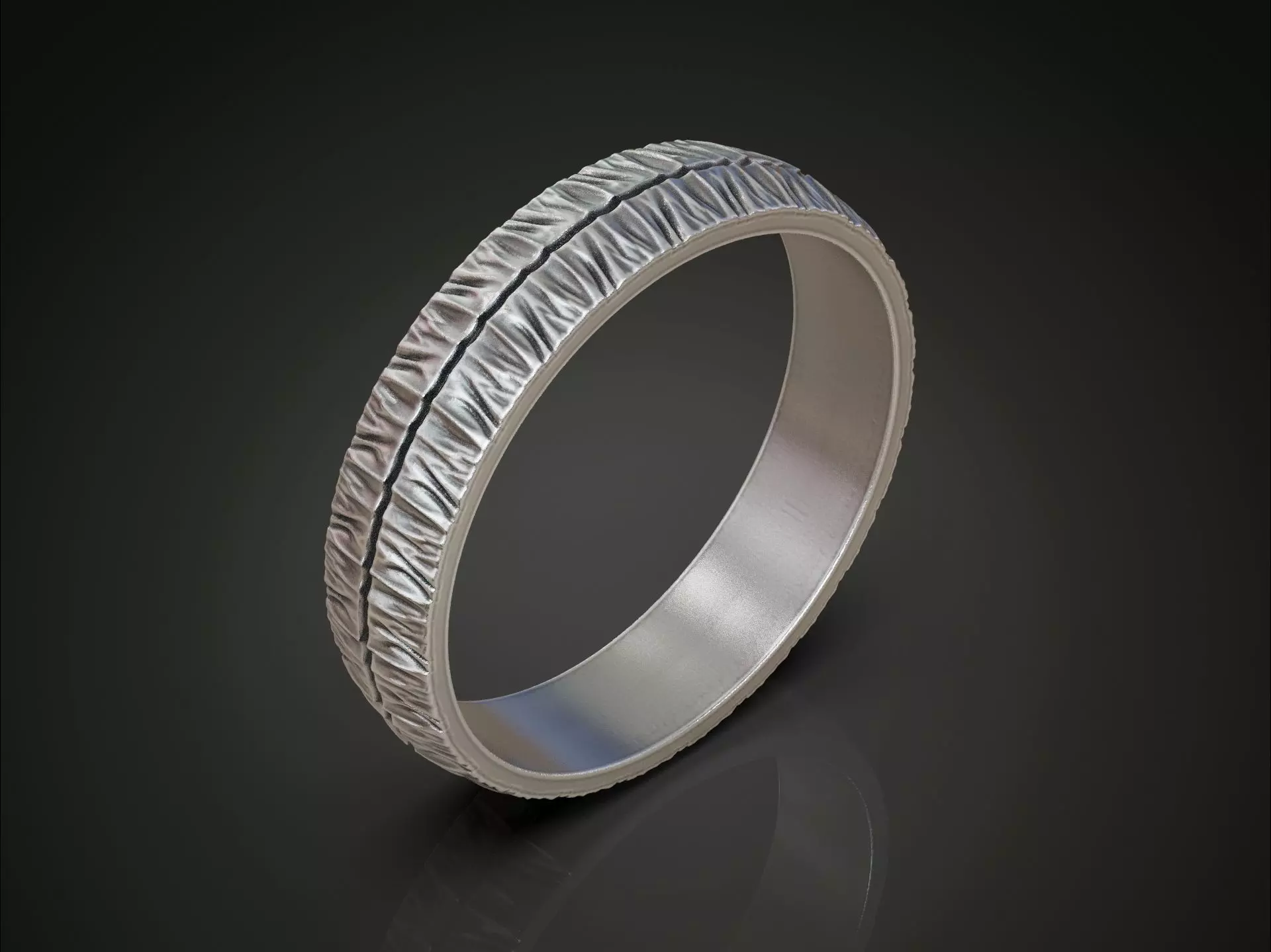 Rugged ring with torn surface folds and asymmetric contour 3D print model_0