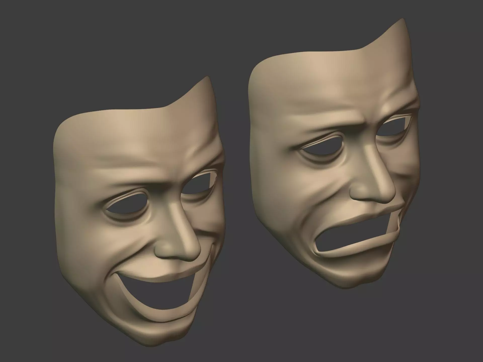 Theater Masks Low-poly 3D model_13