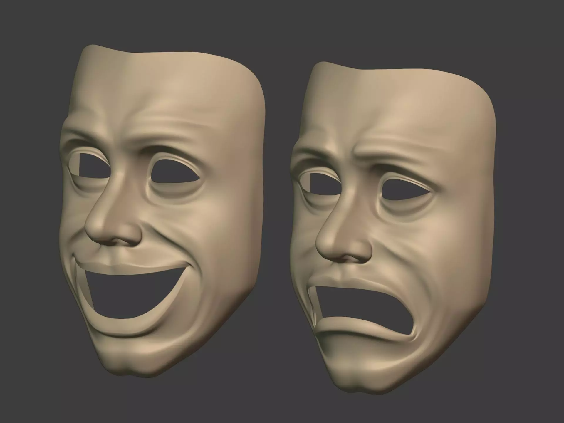 Theater Masks Low-poly 3D model_5