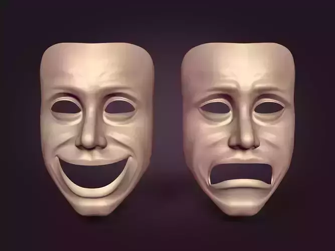 Theater Masks Low-poly 3D model