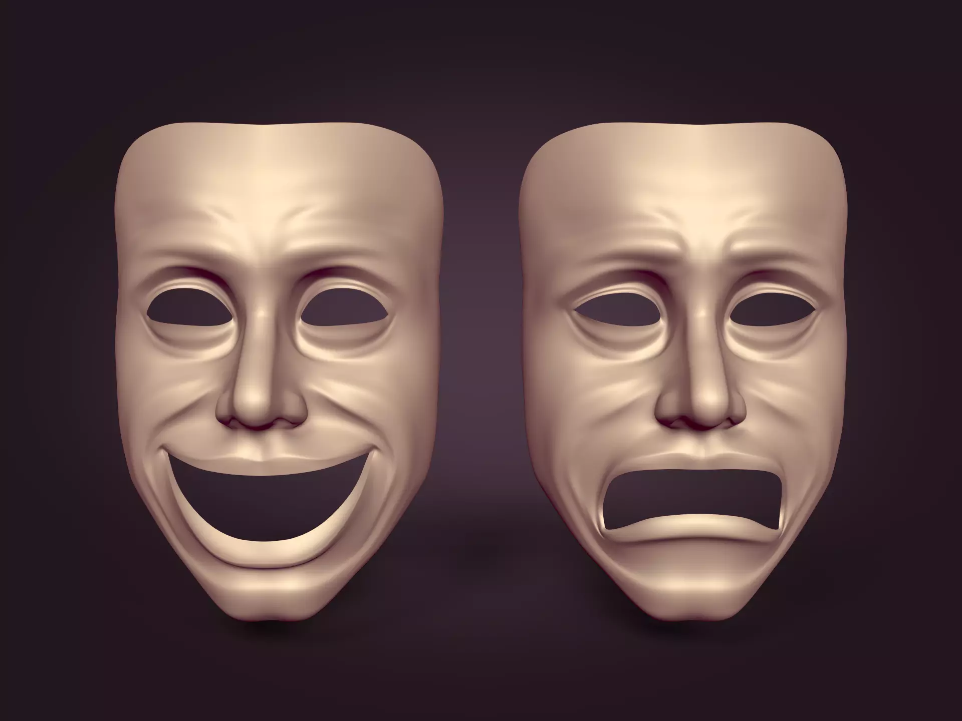 Theater Masks Low-poly 3D model_0