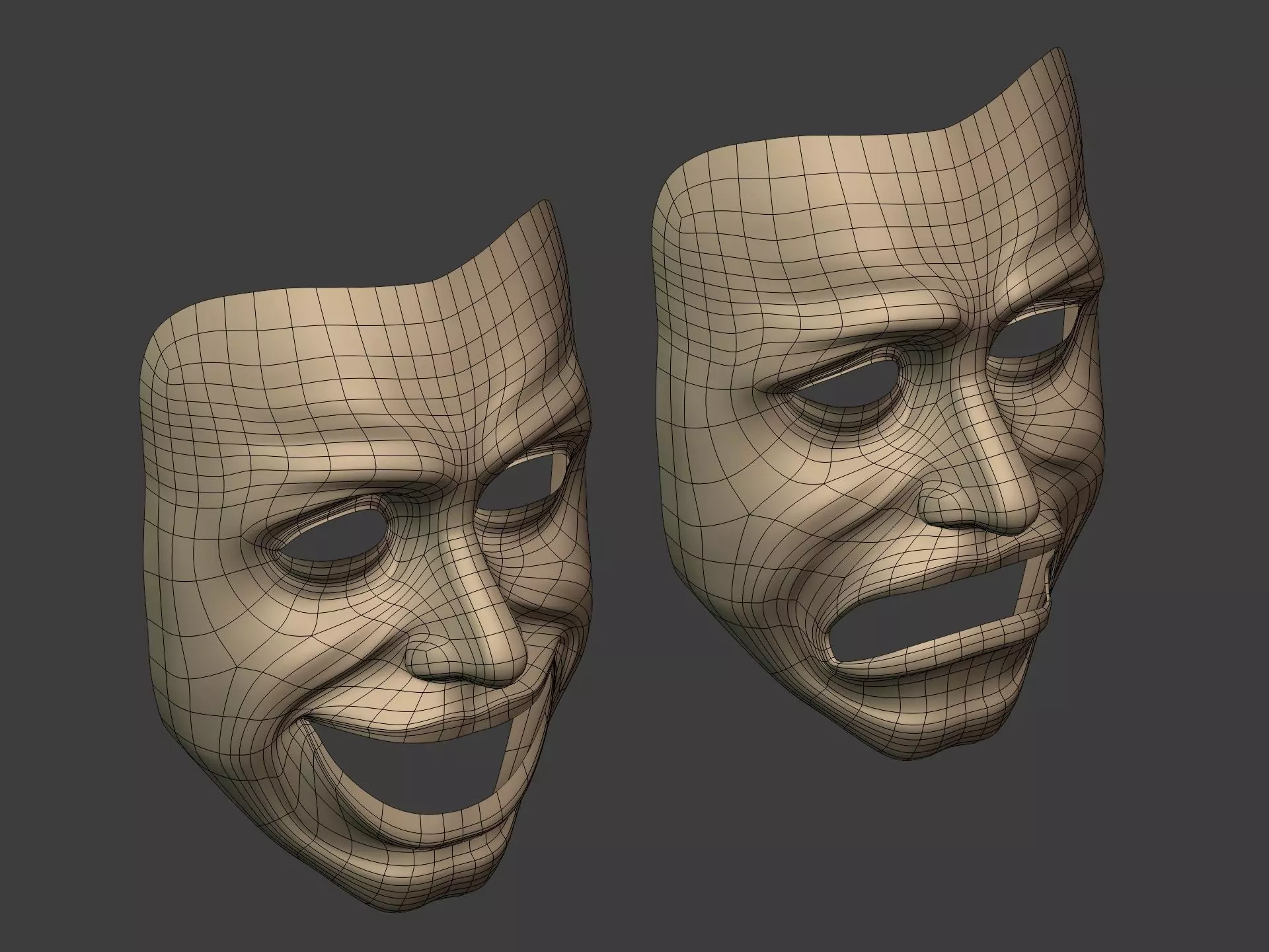 Theater Masks Low-poly 3D model_14