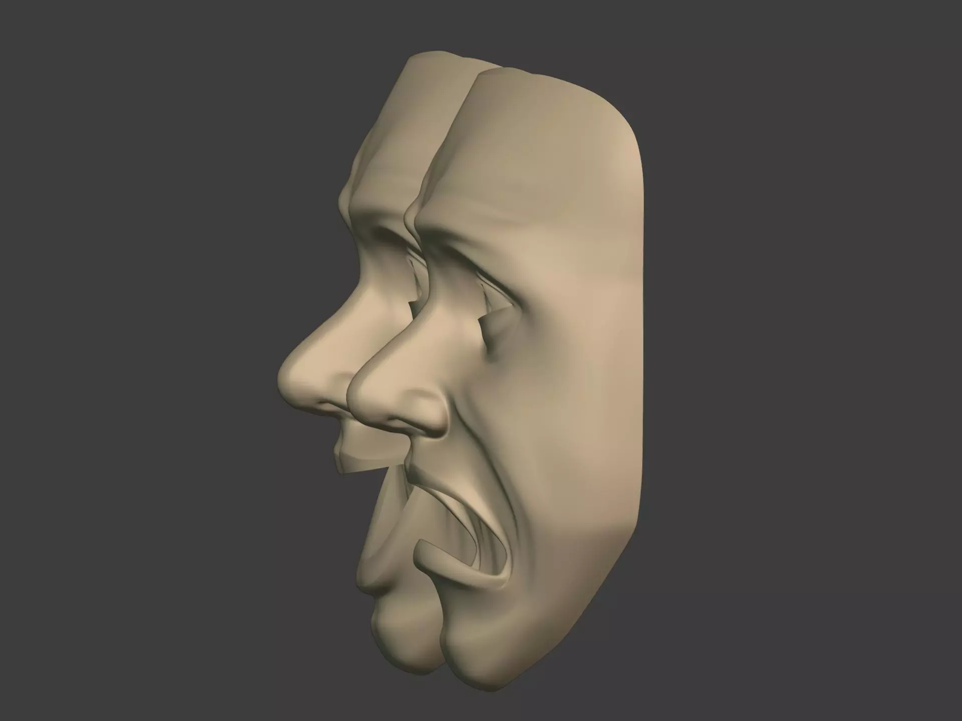 Theater Masks Low-poly 3D model_8