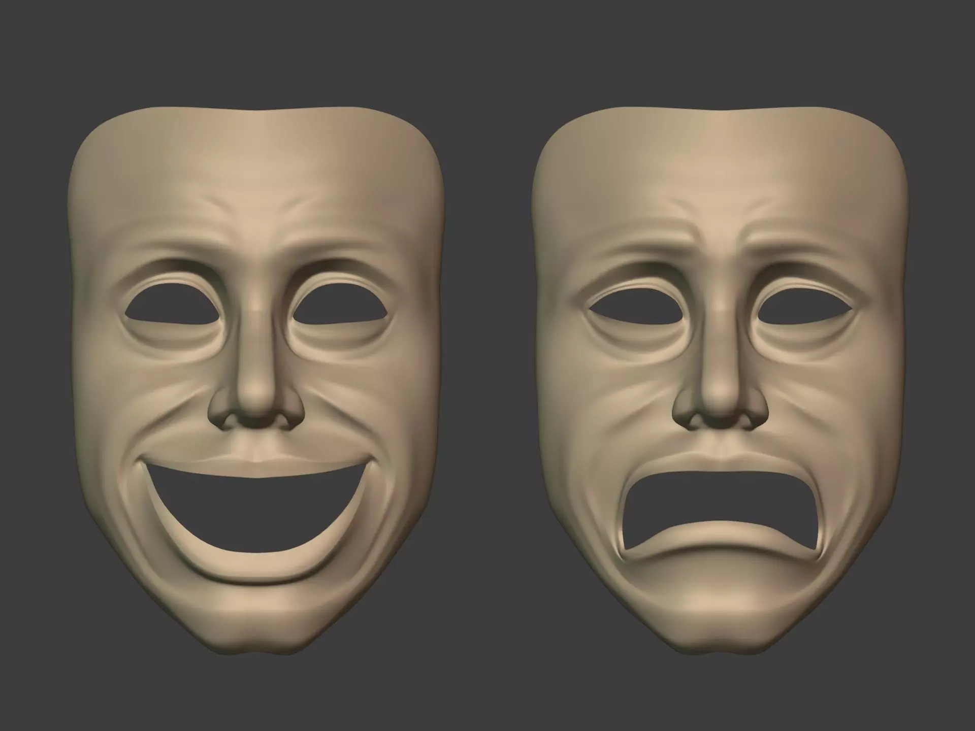Theater Masks Low-poly 3D model_4