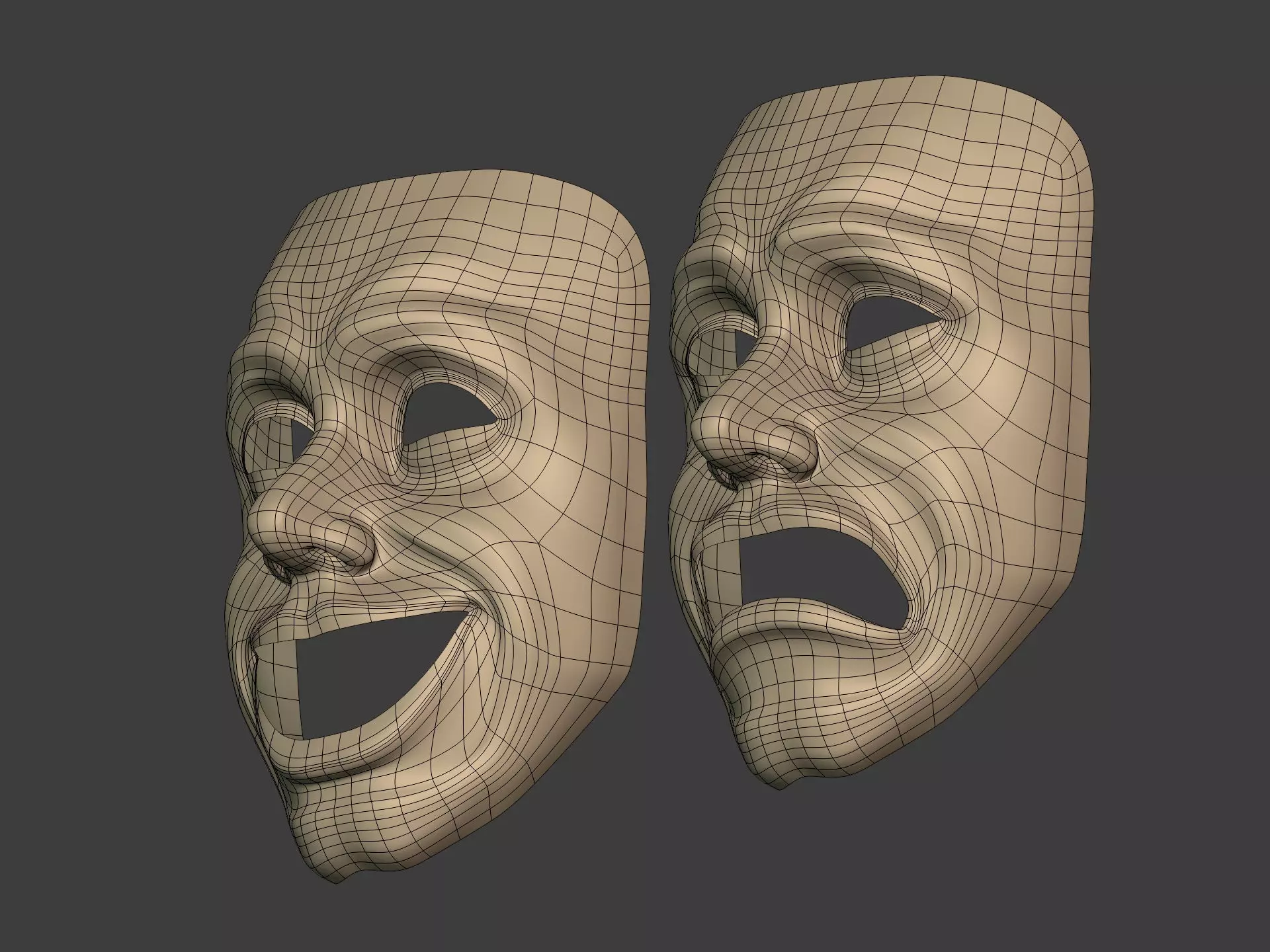 Theater Masks Low-poly 3D model_16