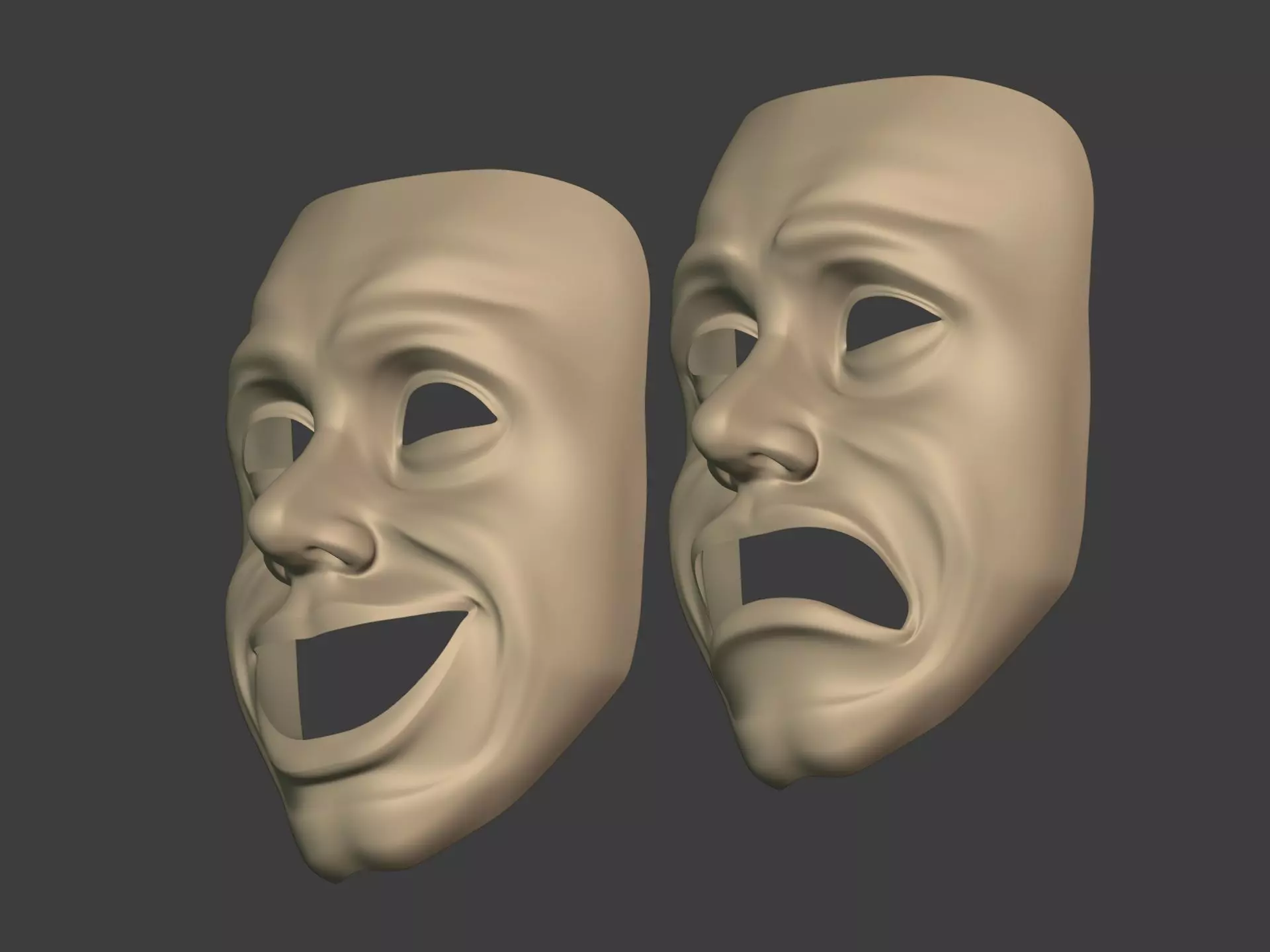 Theater Masks Low-poly 3D model_15