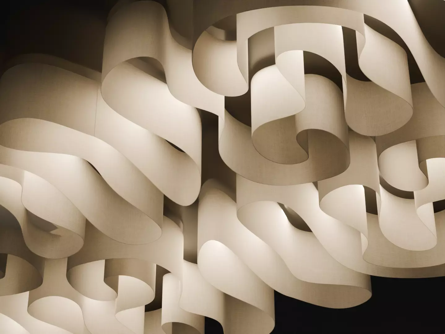 Organic Wave Ceiling Panel Decorative 3D Model Fancy 3D model_0