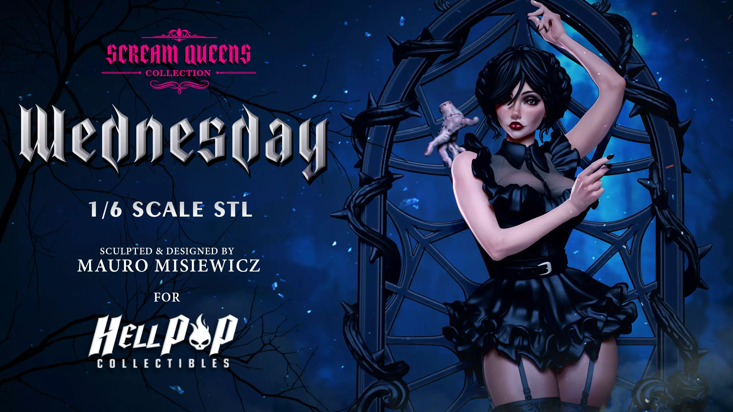 Scream Queens Wednesday STL Printable 3D model 3D model_0