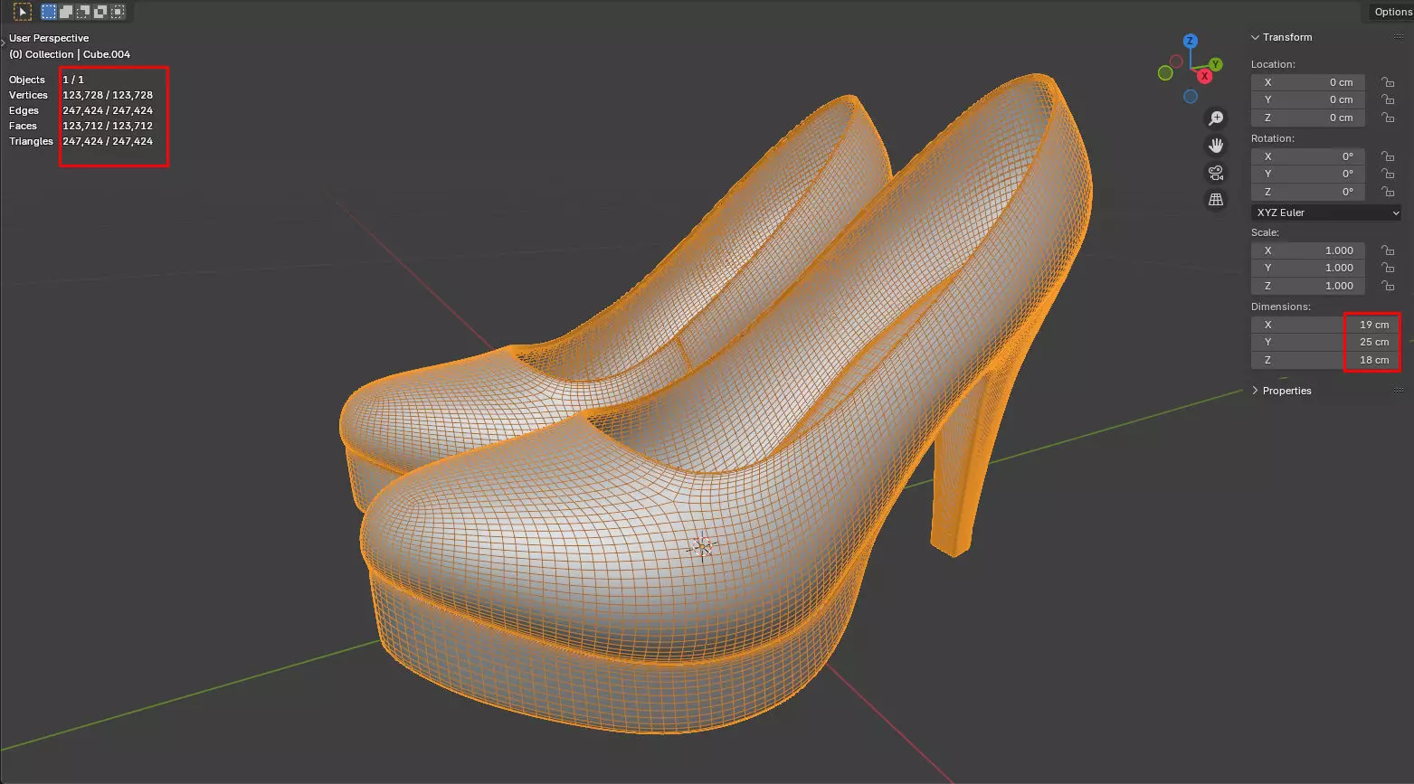 red hi heel 3D model_4