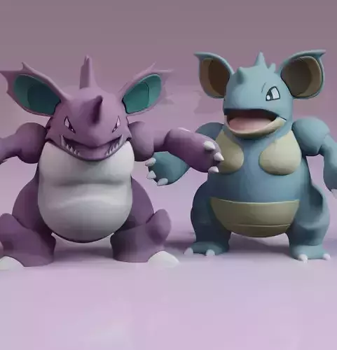 Nidoking Nidoqueen Pokemon Fanart 3D print model