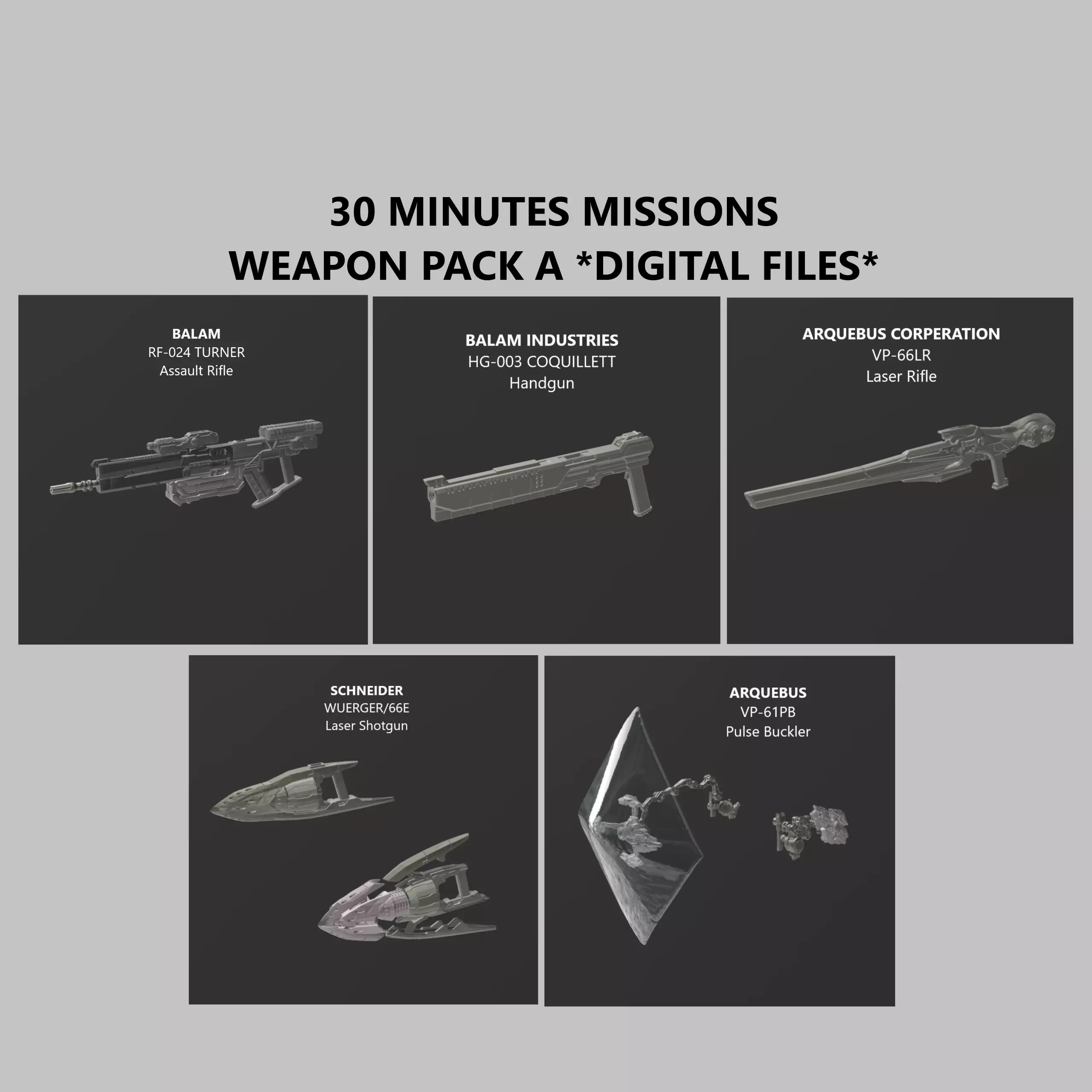 30 Minutes Missions Weapon Pack A Armored Core 6 3D print model