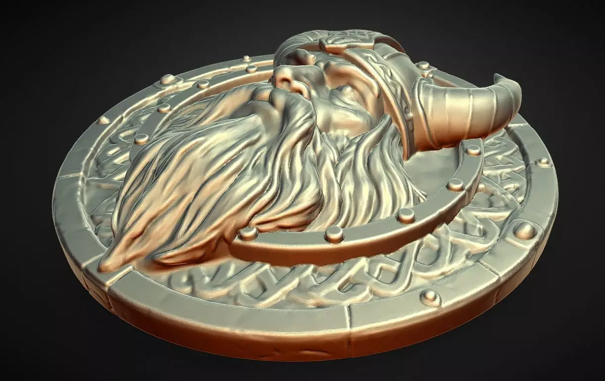 viking norse Drengr wall shield 3D print model_4