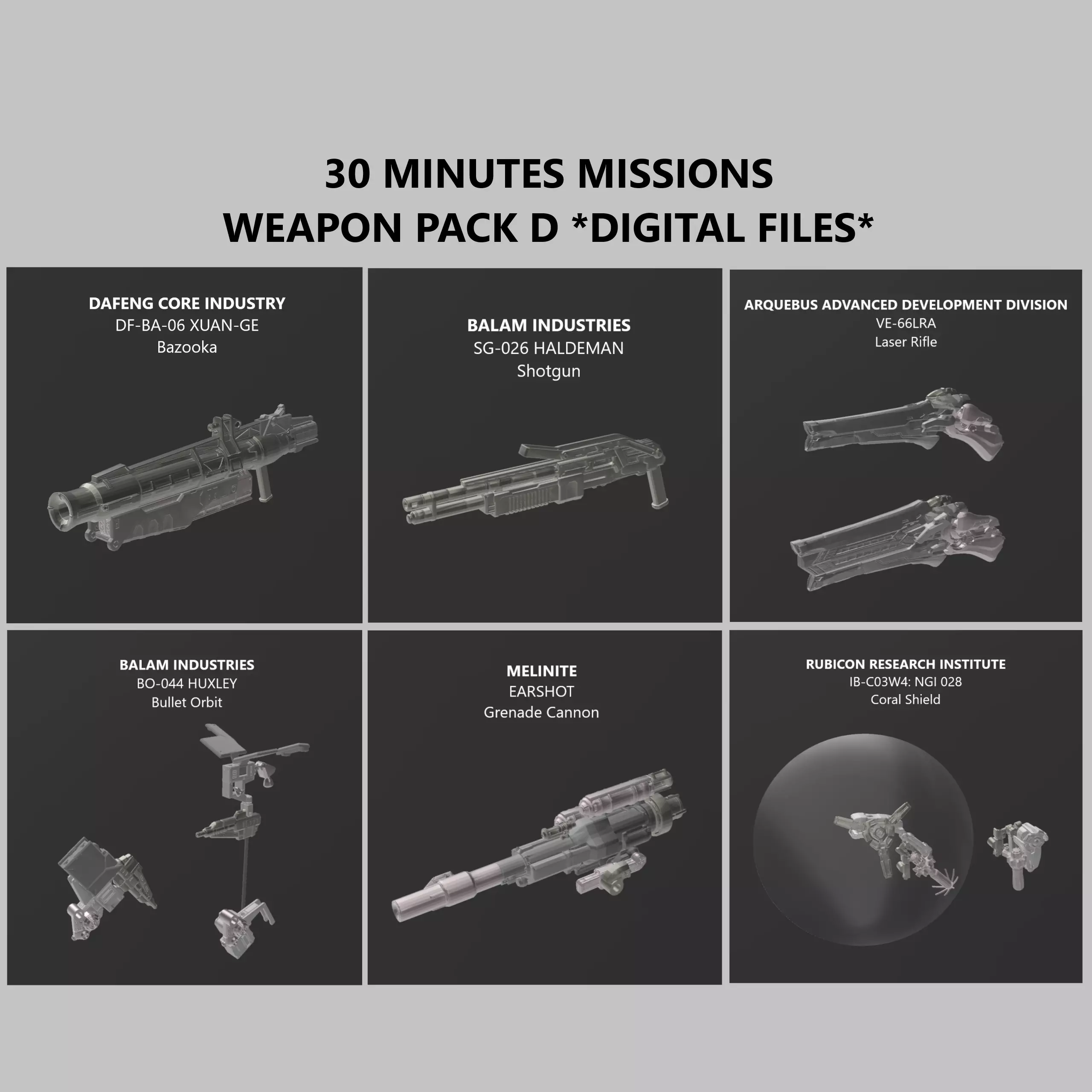 30 Minutes Missions Weapon Pack D Armored Core 6 3D print model