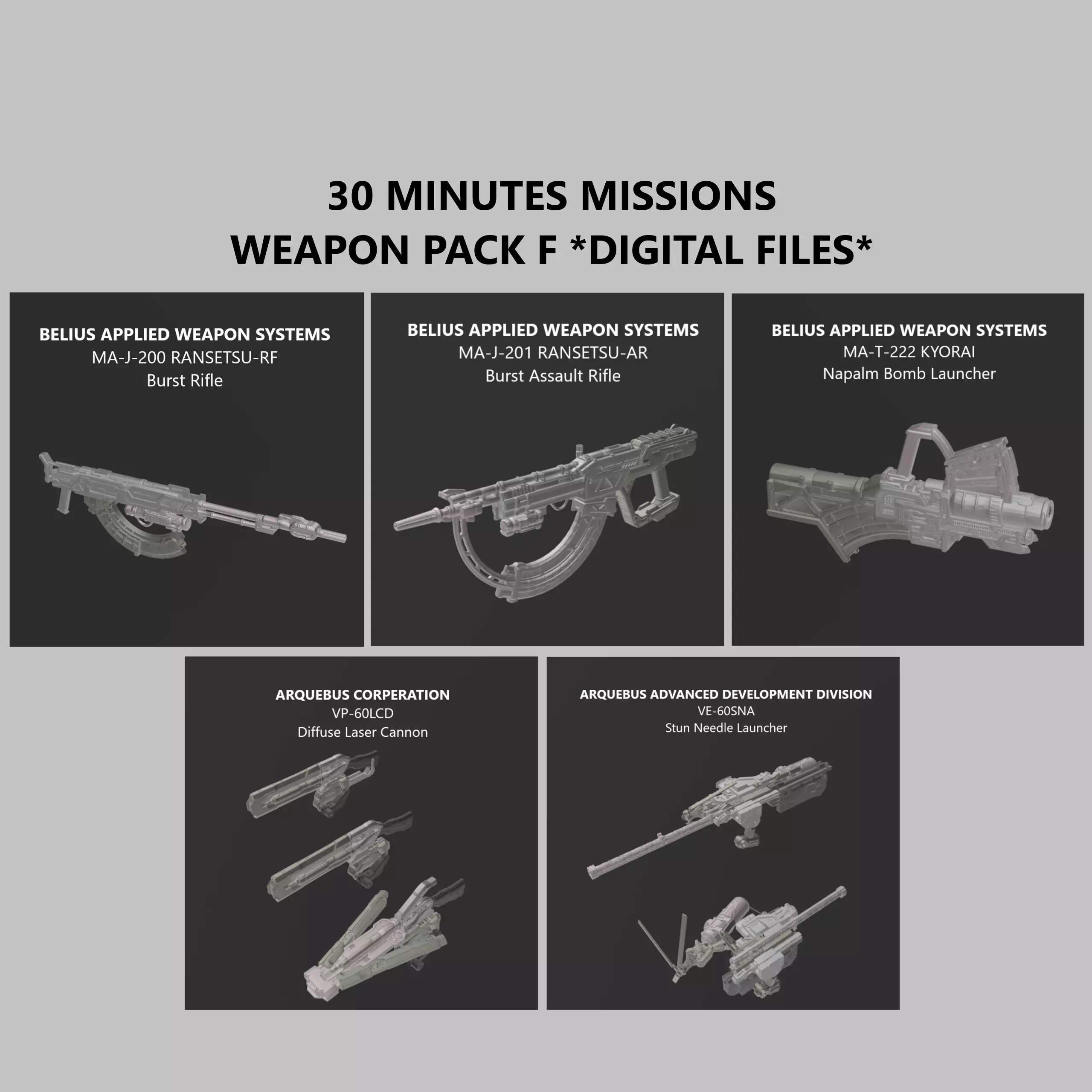30 Minutes Missions Weapon Pack F Armored Core 6 3D print model_0