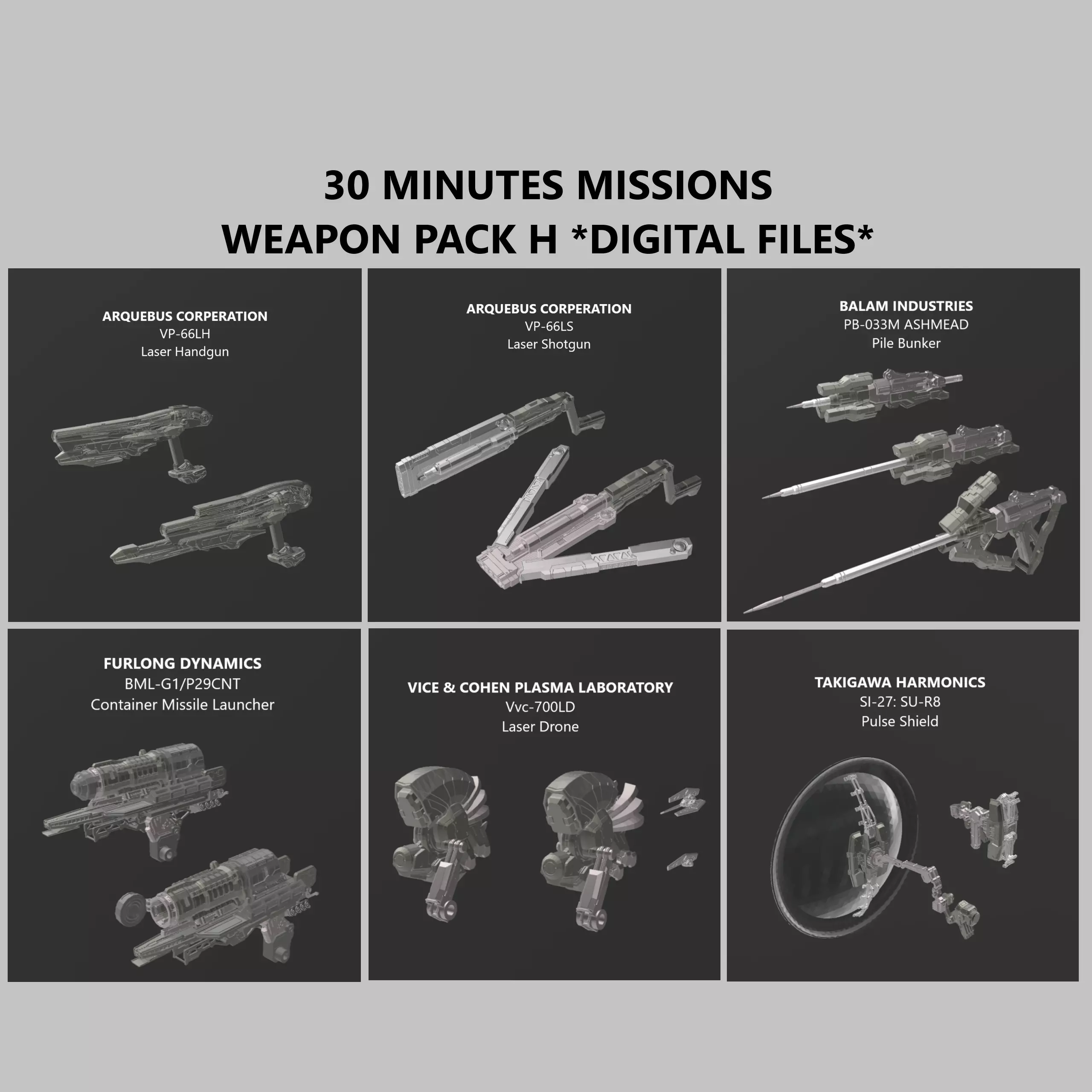 30 Minutes Missions Weapon Pack H Armored Core 6 3D print model_0