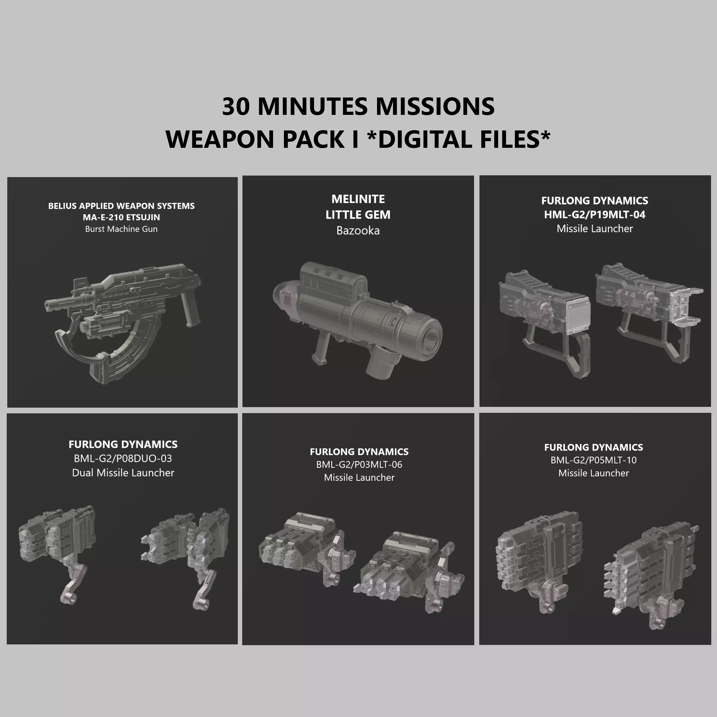 30 Minutes Missions Weapon Pack I Armored Core 6 3D print model