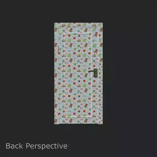 Cute Kids Room Door Teddy Bear and Car Pattern 3D model 4