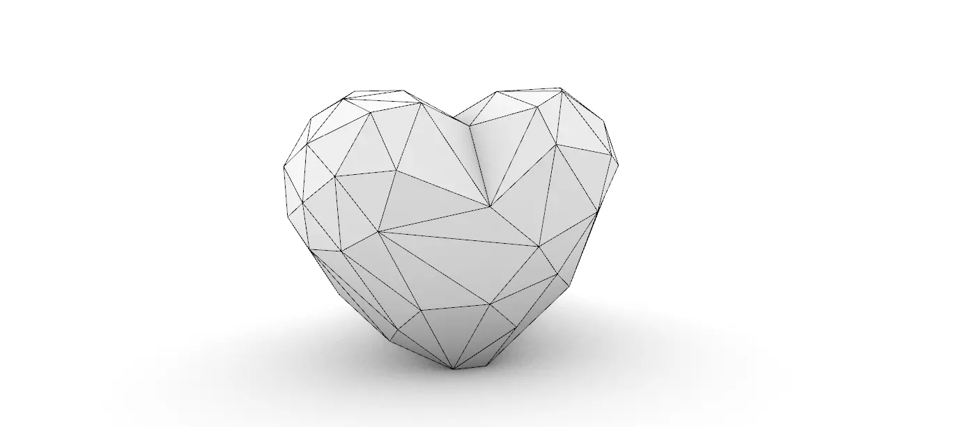 origami  heart shape 3D print model_2