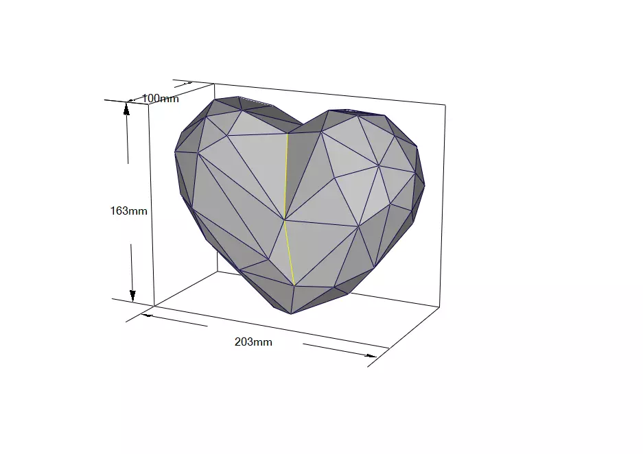 origami  heart shape 3D print model_7