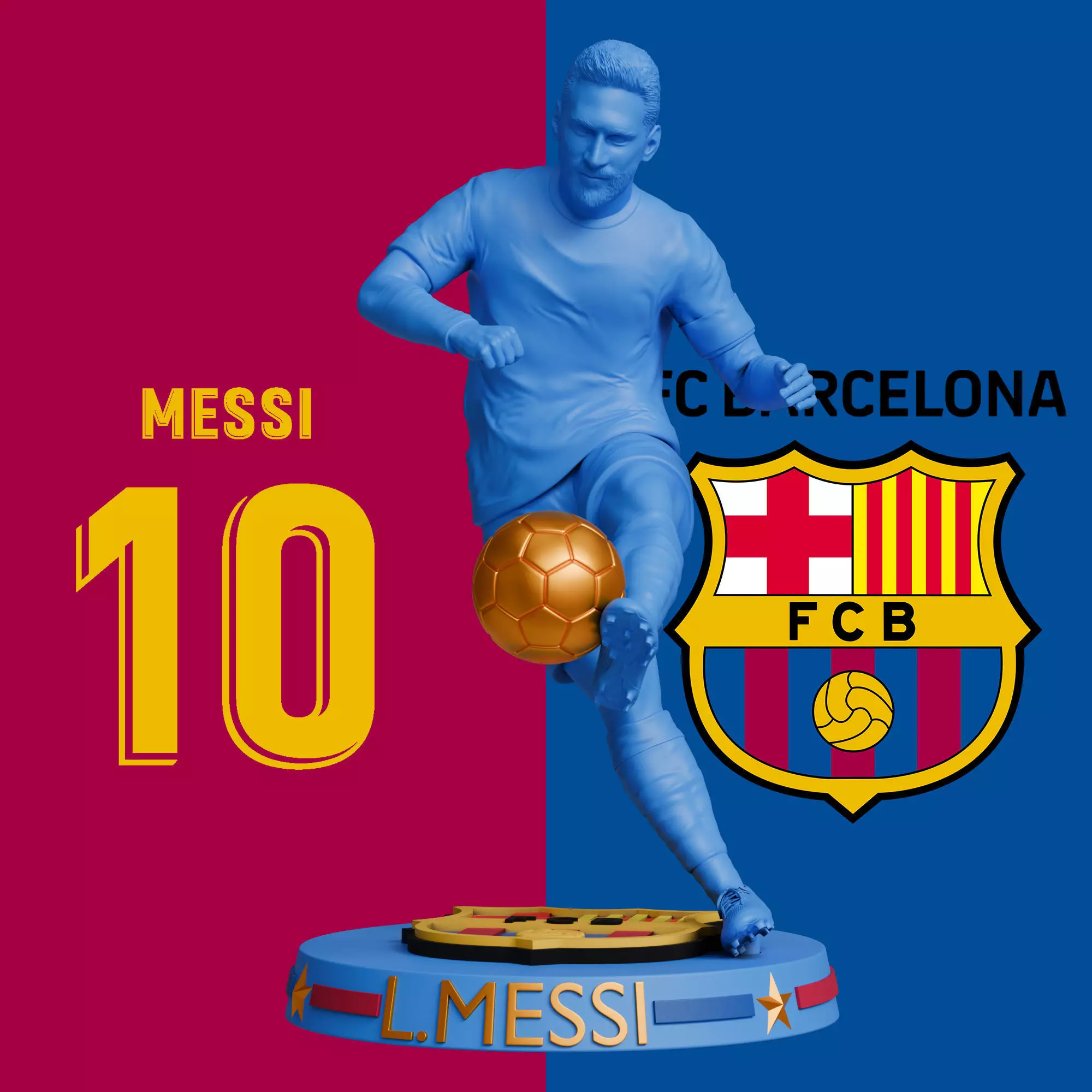 Lionel Messi 3D Printable Figure FC Barcelona Legend 3D print model