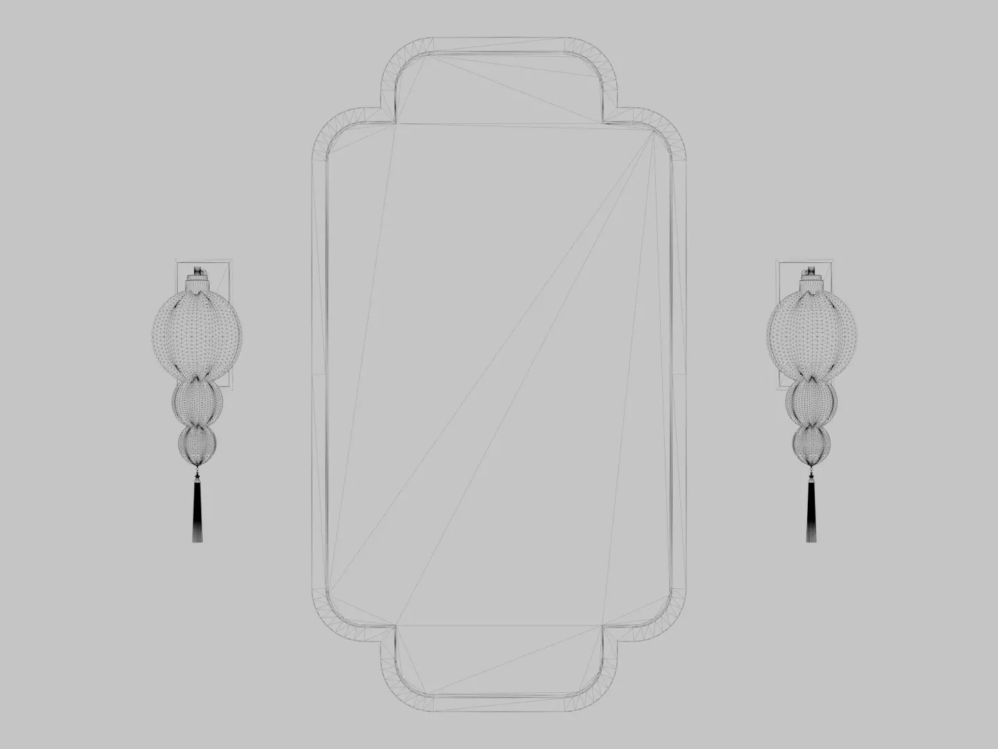 Elegant Wall Mirror and Sconce Set Luxury Decorative 3D Models  3D model_6