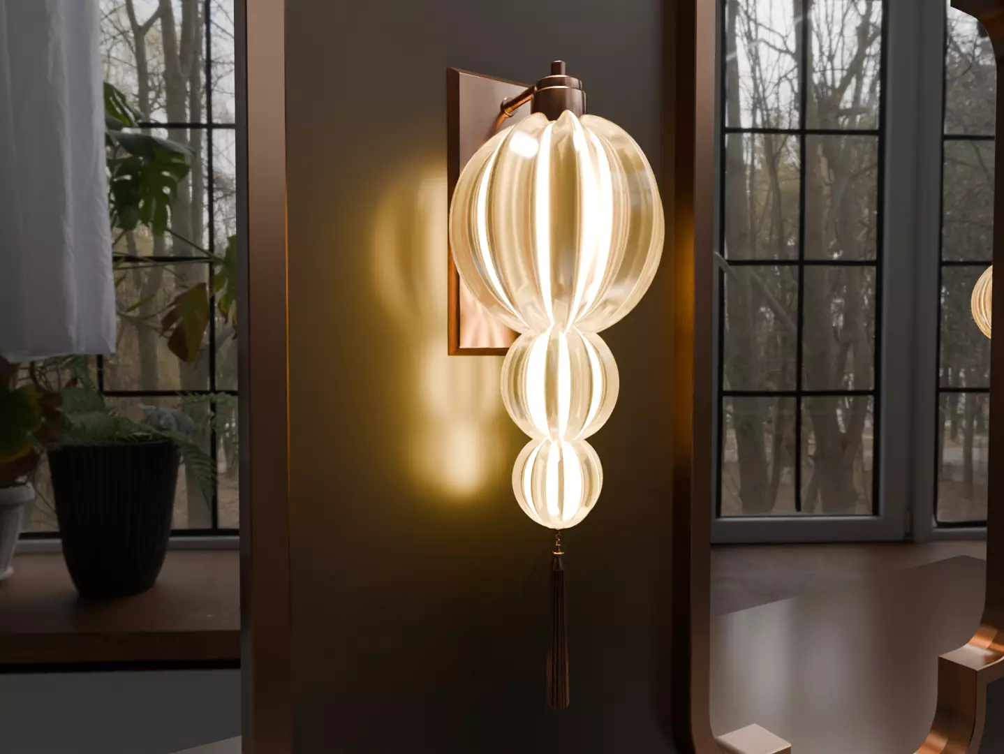 Elegant Wall Mirror and Sconce Set Luxury Decorative 3D Models  3D model_3