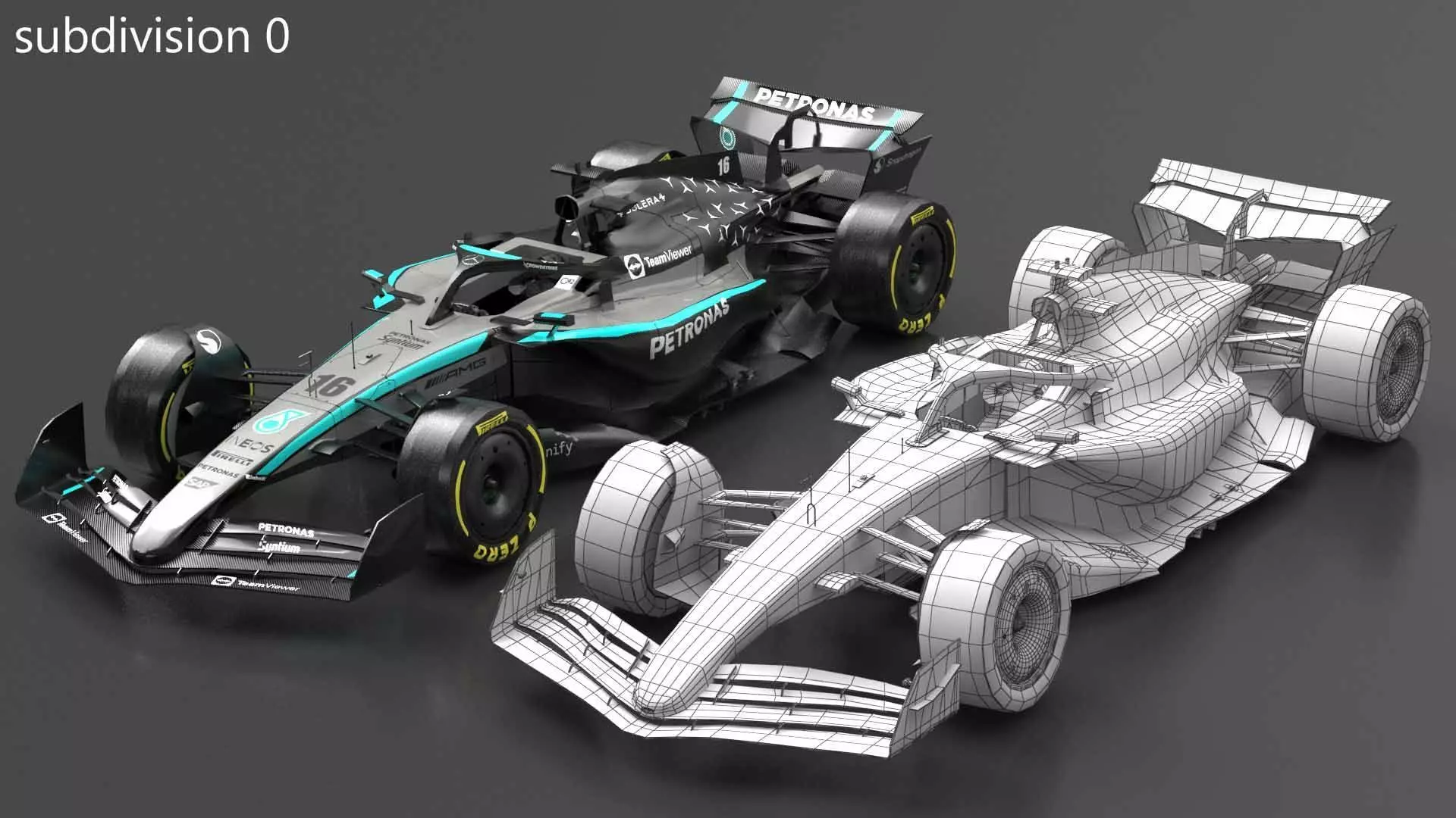 Mercedes F1 W16 2025 Formula 1 car PBR 3D model_10