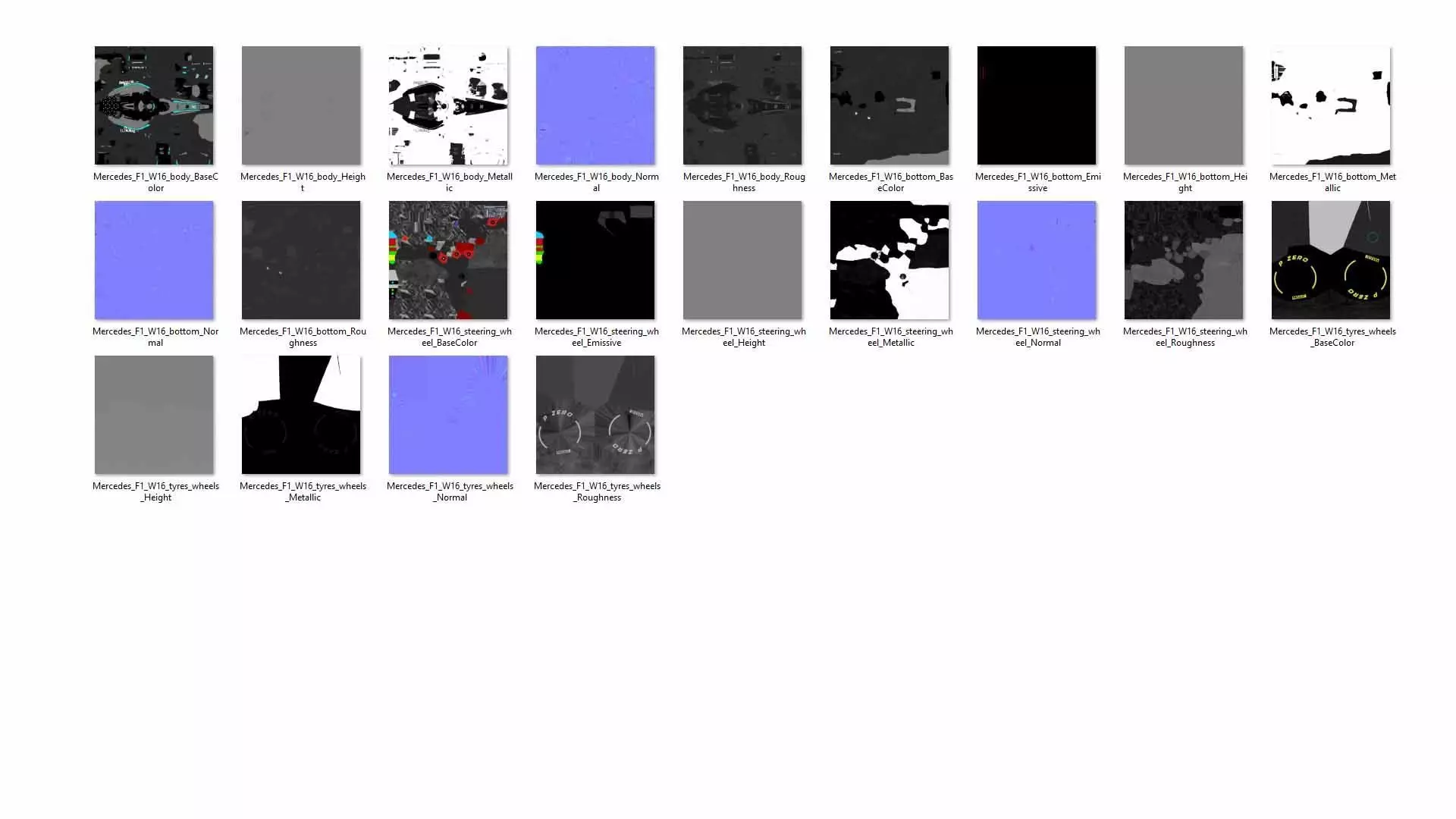 Mercedes F1 W16 2025 Formula 1 car PBR 3D model_21