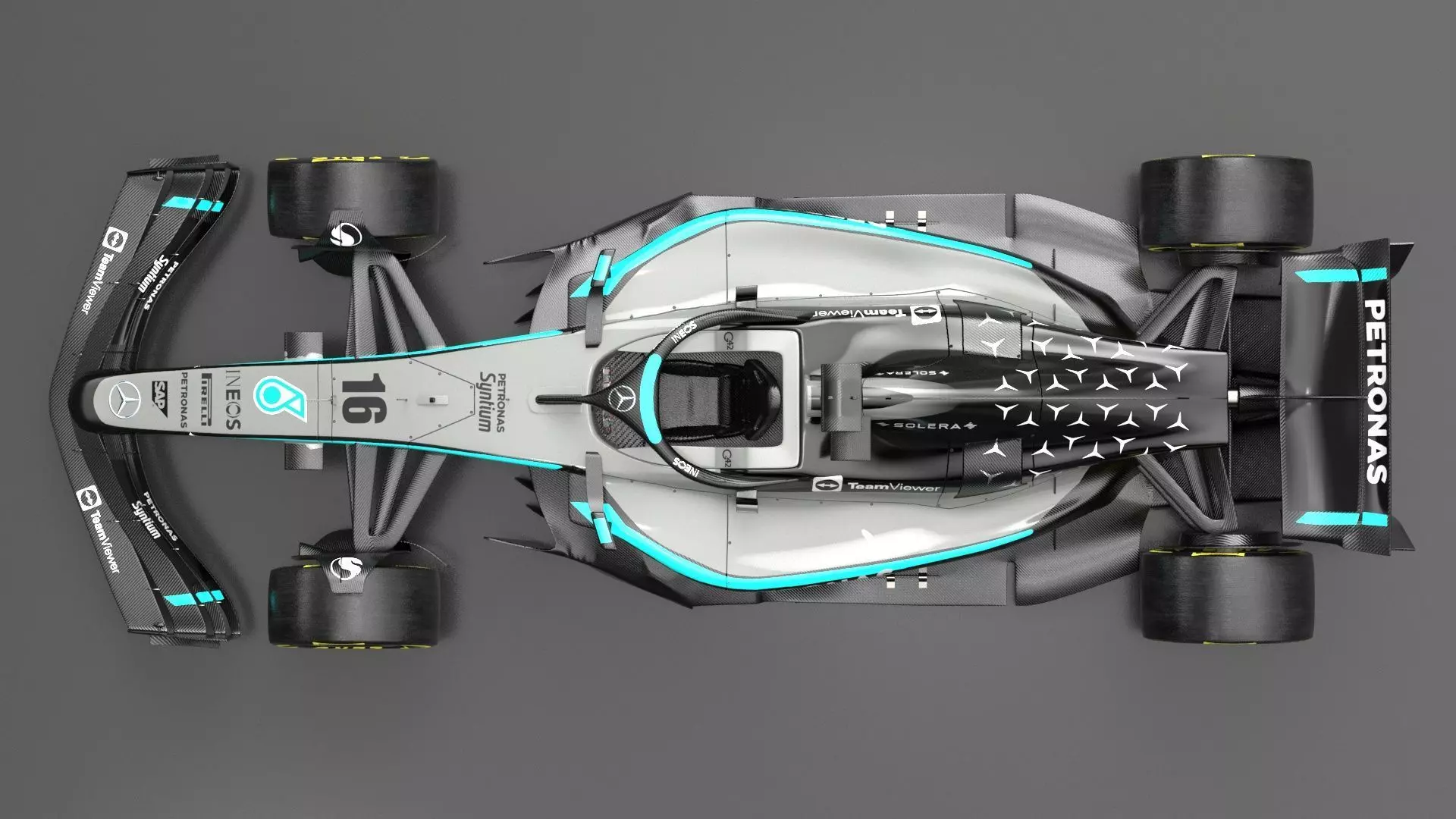 Mercedes F1 W16 2025 Formula 1 car PBR 3D model_6